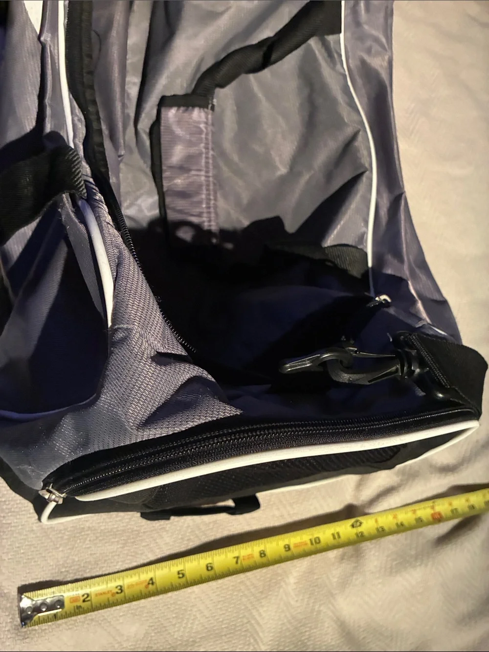 Nike Gray Duffel Bag with White Swoosh